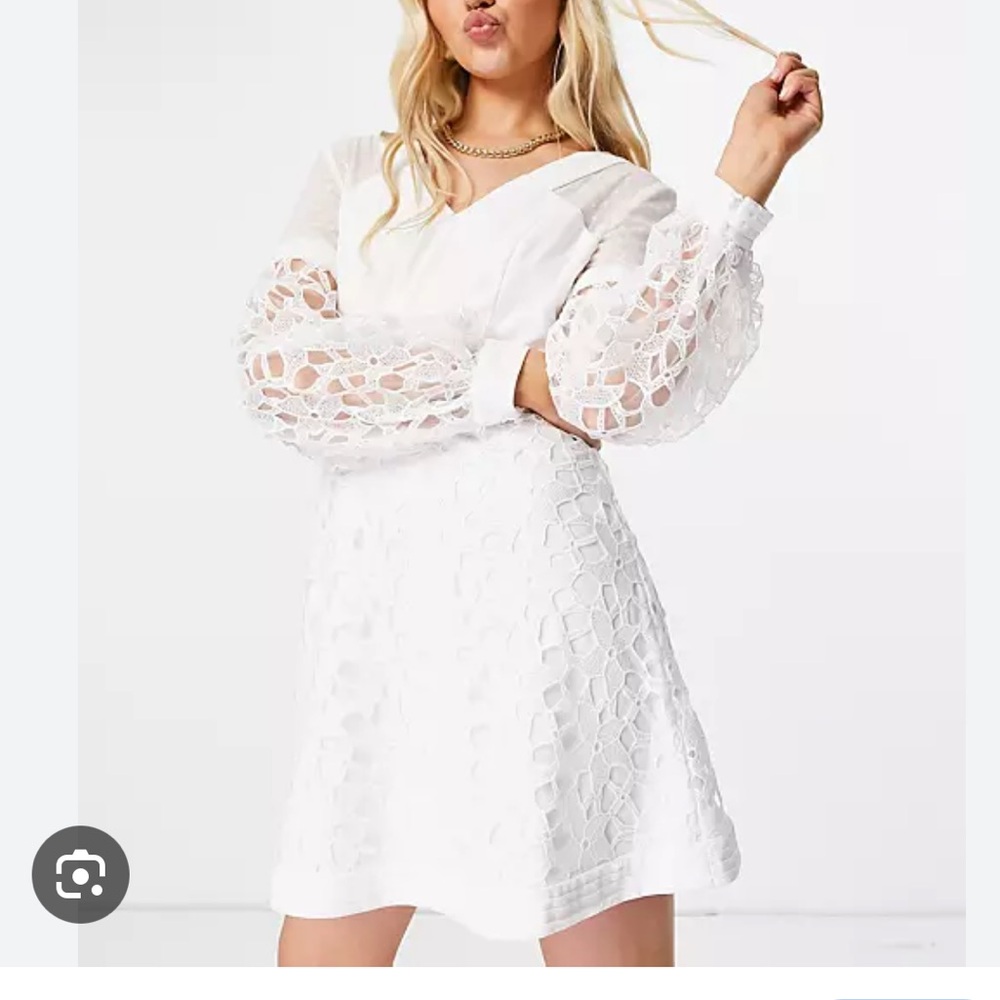 chi chi london lace insert dress white long sleeve, leta dress